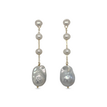 Gold Plated Silver hanging Earrings with Baroque Pearl