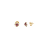 Clear Cubic Zirconia Pave & Precious Stone Stud 14K Yellow Gold Earrings