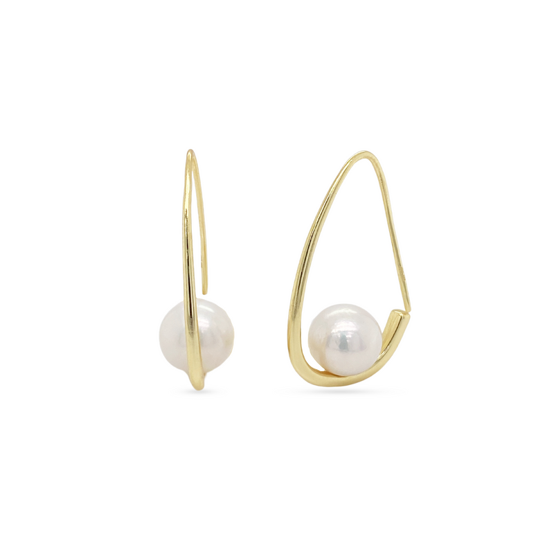 Modern Pearl Hoop Earrings