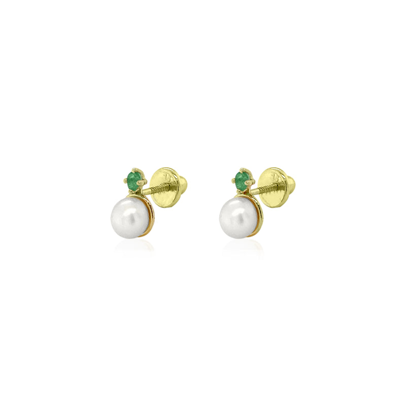 Pearl & Precious Stones Earrings in 18k Yellow Gold