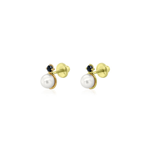 Pearl & Precious Stones Earrings in 18k Yellow Gold