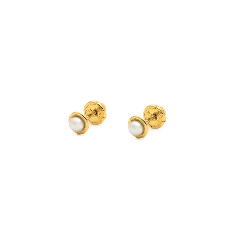 Baby Pearl Stud 14K Yellow Gold Earrings