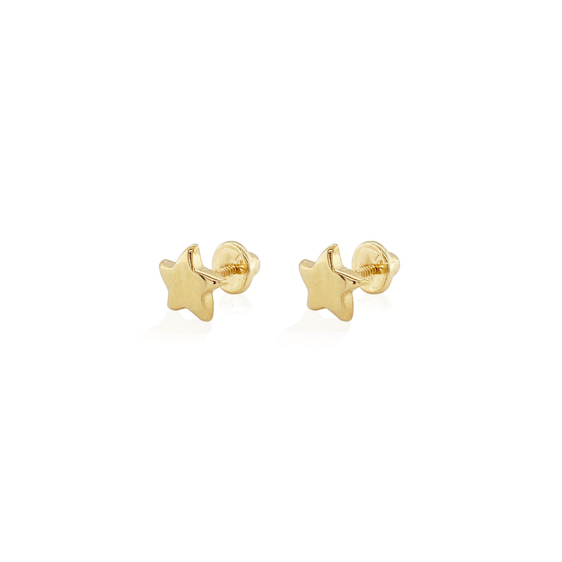 Curved Tips Star 18K Yellow Gold Stud Earring