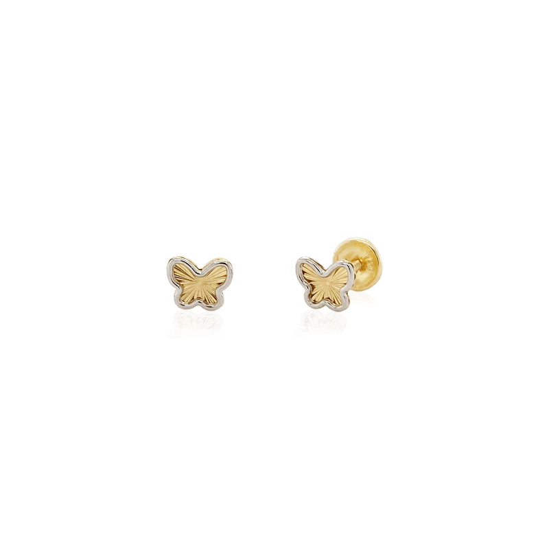 Two Tone Gold Butterfly Stud Earring