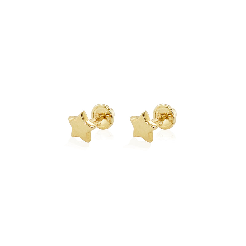 Small Star Stud 14K Yellow Gold Earring