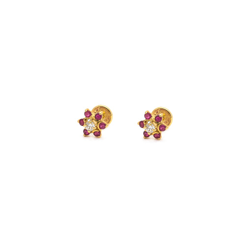 Precious Stones Flower Stud Earring