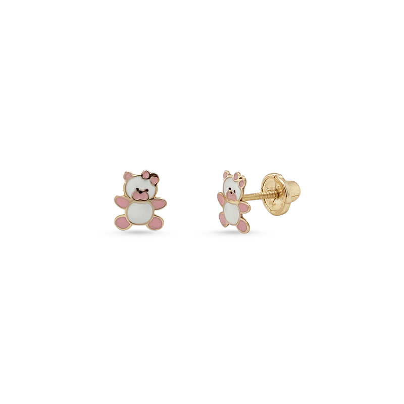 Small Bear 14K Gold Stud Earrings