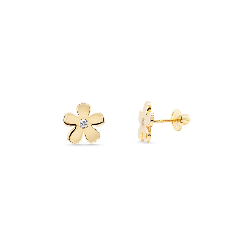 Flower Stud 14K Gold Earrings