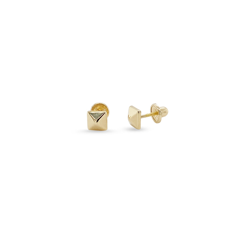 Square Stud 14K Yellow Gold Earrings