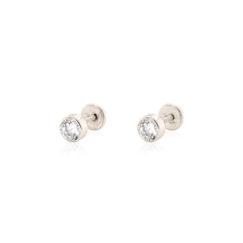Clear Cubic Zirconia Stud 14K White Gold Earrings