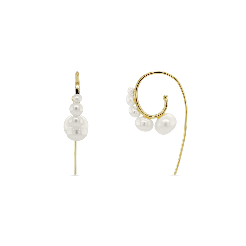 Modern Twist Multi Pearl Hoop Earrings