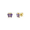 Butterfly Enamel Stud Gold Plated Earrings