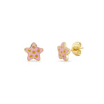 Polka Dots Enamel Star Gold Plated Enamel Earrings