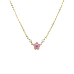 Enamel Flower with Pearls Gold Plated Necklace