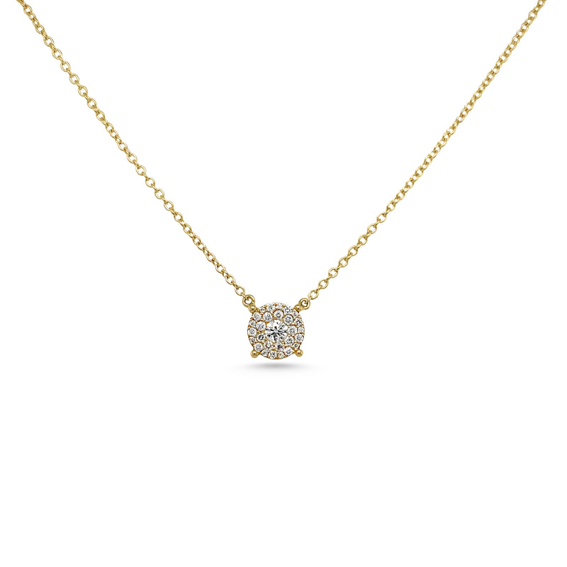 Invisible Setting Diamond Yellow Gold Necklace