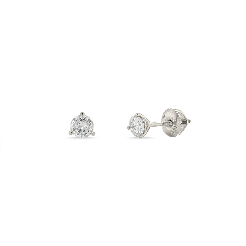 Three-Prong Martini Round Diamond Stud Earrings