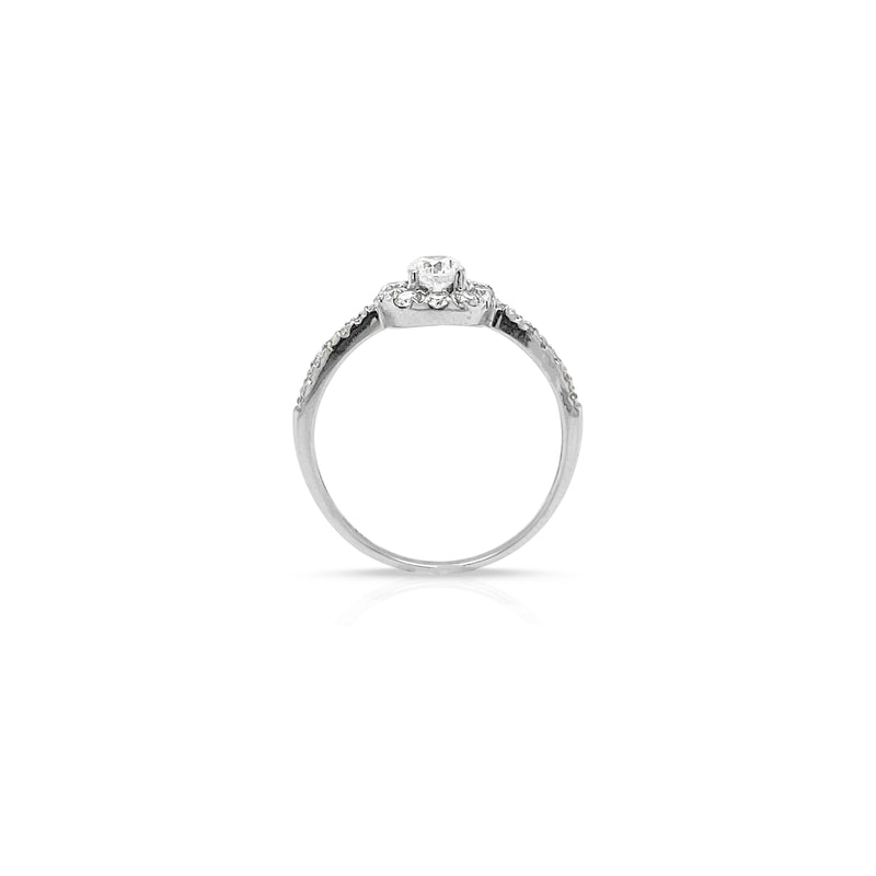 Halo Antique Style Round Diamond Engagement Ring