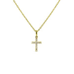 Pave Diamond Yellow Gold Cross Necklace