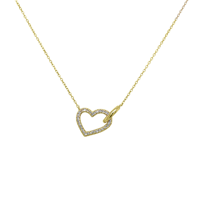 Interlocking Gold Heart Necklace with Diamonds