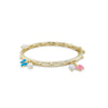Colored Enamel Accents with Pearls 18K Gold Plated Bangle