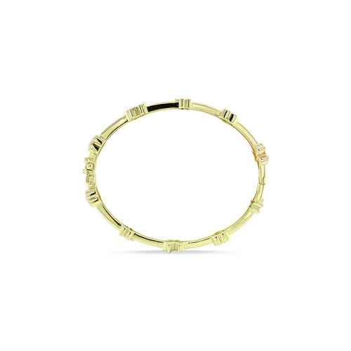 Colored Enamel Accents 18K Gold Plated Bangle