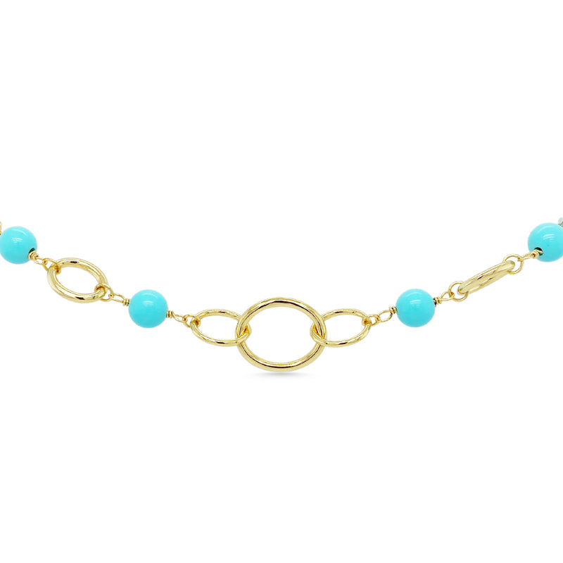 18k Gold Plated Links & Turquoise Bracelet