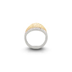 Hammered 18K Gold & Silver Ring with Cubic Zirconia