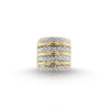 Polished Silver Mesh Hoop with Triple 18K Yellow Gold Line Ring