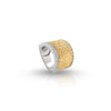 Basket Weave 18K Bonded Gold Ring with Cubic Zirconia